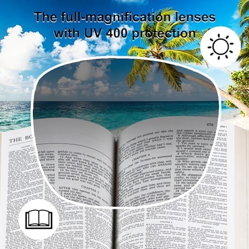 OPTOFENDY Reader Sunglasses for Women Men, Full Lens Outdoor Reading Sunglasses with Spring Hinge, UV400 Protection