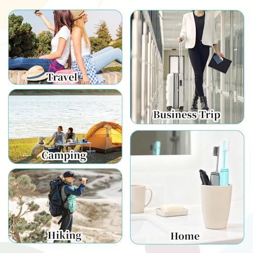 3 Pcs Travel Toothbrush Set, Mini Toothbrushes with Cover, Soft Toothbrushes Foldable Handle for Camping Hiking Traveling School
