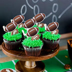 36 PCS American Football Cupcake Toppers Rugby Ball Cupcake Picks Sports Ball Theme Cake Decorations for Super Bowl Sports Theme Baby Shower Kids Boys Girls Birthday Party Supplies