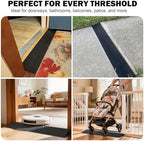 1.2" Rise Threshold Ramps for Doorways, 35.5" Wide Natural Rubber Power Wheelchair Ramp is Adjustable and Cuttable for Doorways, Curb, Sweeper, Power Scooters, 2000 Lbs Load Capacity