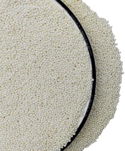 Homankit White Nonpareils Sprinkles Edible Cookie Decorations Mini Pearls for Decorating Cake, Baking, Cupcake Toppers, Ice Cream, Donuts 3.88 Ounce