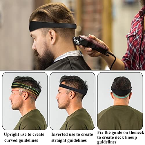 Neckline Shaving Template and Hair Trimming Guide, High-Grade Curved Durable Silicone Haircut Band for DIY Home Haircuts Fade and Taper Guide for Clippers-Black