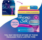 Schick Hydro Silk Moisture Razor Blade Refills, 6 Count | 5-Blade Moisturizing Razors for Women | Womens Moisturizing Razor Refills