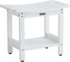 Waterproof Shower Bench, White Poly Shower Stool for Shaving Legs, Shower Chair Seat with Handles & Shower Head Holder, Plastic Bathroom Bench with Adjustable Feet for Inside Shower, Non-Slip