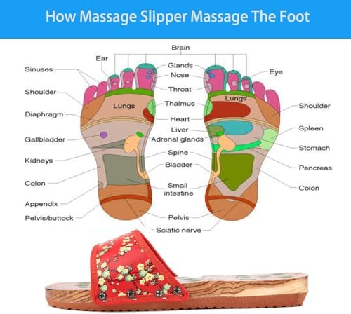 Reflexology Foot Massager Slipper Acupuncture Massage Sandals with Natural Jade Acupoint Massage Shiatsu for Foot Pain Relief Suit for Men and Women (M) 37 Black Butterfly