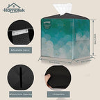 HOMOTEK 2 Pack Tissue Box Cover, Square PU Leather Tissue Holder, Decorative Facial Tissue Cube Paper Organizer Dispenser for Bathroom, Night Stands, Desk, Car 5X5X5'' - Matte Black, Pebble Grain