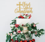 First Holy Communion Cake Topper, Spanish Baptism, First Communion Decoration, Wedding Christening Baby Shower 1st Birthday Party Decorations Gold Glitter