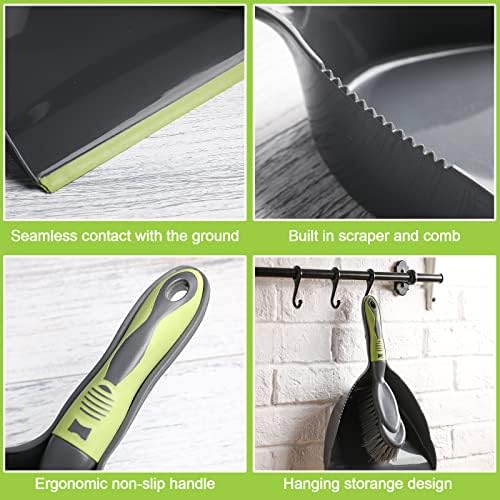 Zopeal 6 Set Dust Pan and Brush Set, Small Dustpan with Broom, Handheld Angle Broom and Dustpan Set for Home Room Kitchen Car Office Lobby Indoor Floor Cleaning