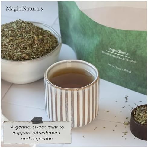 MagJo Spearmint Loose Leaf Tea 1 Pound Dried Herb