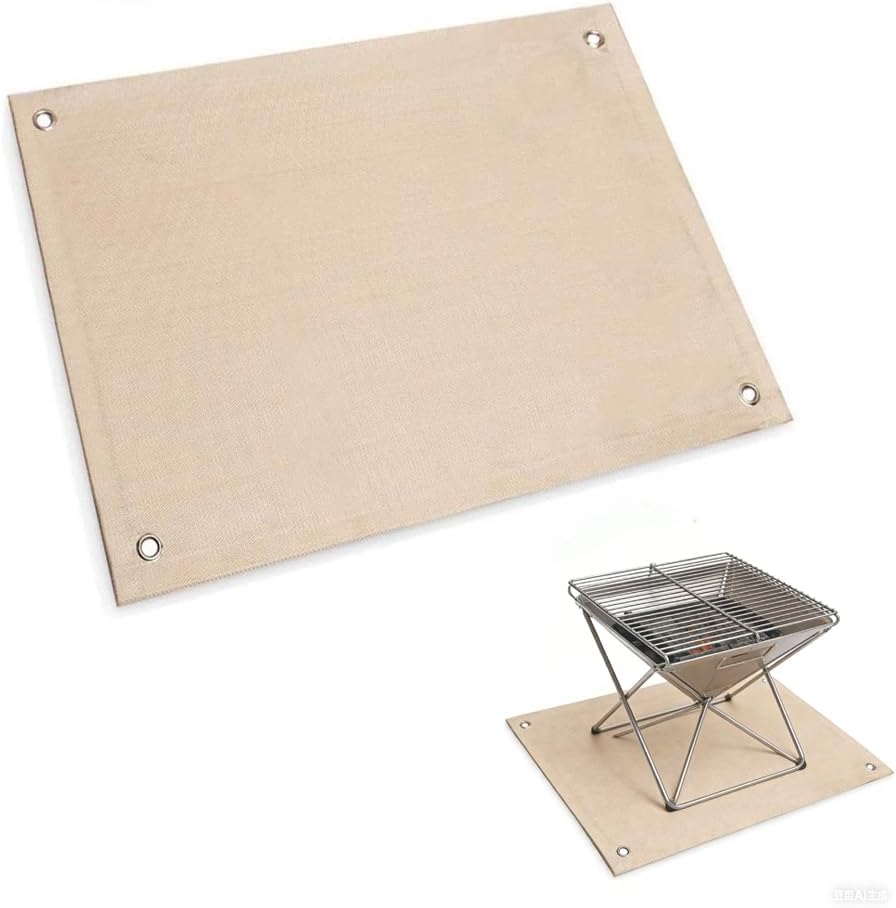Fire Pit Mat & Tent Stove Mat, 40"x40" 940°F Fireproof Mat for Under Fire Pit Wood Stove, Fits for Solo Stove, Fire Pit Accessories for Outdoor Camping, Fire Blanket for Deck Tent Floor Protection