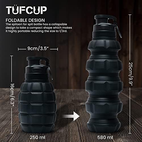 Spit Cup Spittoon for Chewing, Portable Reusable Spit Dipping Cup with Lid, Collapsible Spill Resistant Leak Proof Silicone Body Travel Spitter