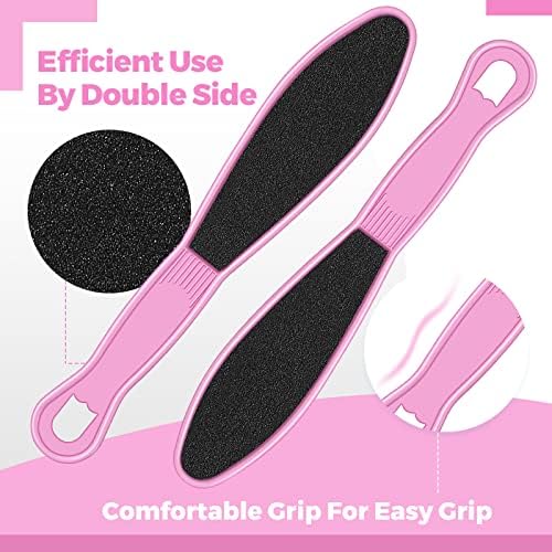 100 Pcs Pedicure Foot File Double Sided Callus Remover Sandpaper Foot Heel Rasp Tool for Dead Skin Foot Sander Foot Scraper Scrubber with Plastic Handle for Feet Spa (Pink)
