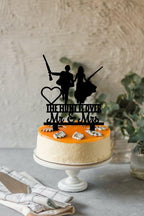 The Hunt Is Over Wedding Cake Topper: Groom & Bride With Rifle - Mr. & Mrs. Wedding Cake Topper