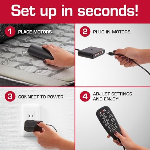 Jumbl Vibrating Mattress Massager for Bed – 4-Zone Sleep Therapy Pad with Adjustable Intensity & Timer, Relaxation Massage for Stress Relief and Better Sleep