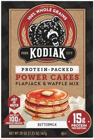 Kodiak Cakes Protein Pancake Power Cakes, Flapjack and Waffle Baking Mix, Buttermilk, 20 Oz, (Pack of 6)