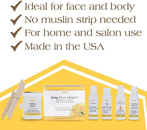 Gigi Strip-Free Honee Wax Kit for Hair Removal - Complete At-Home Waxing Kit for Face, Body, Bikini & Brazilian