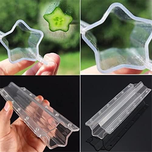 4Pcs Cucumber Styling Growth Mold Plastic Heart Shaped Five-Pointed Star Transparent Garden Fruit Vegetable Growing Molds(Star+Heart)