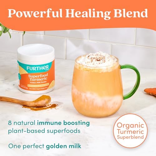 Further Food Superfood Turmeric Root Powder - Maximum Absorption, Natural Immune Booster, Golden Milk Blend, Sugar Free, Keto, Vegan, Non-GMO, 2.12 Oz