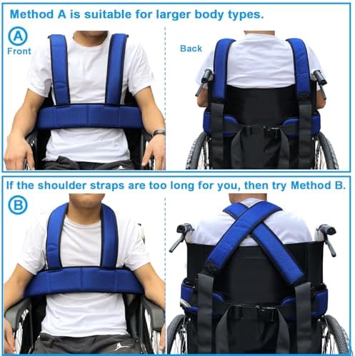 Wheelchair Seat Belt Torso Support Vest for Patient, Elderly & Disabled, Adjustable Full Body Harness Prevent Tilting or Falling & Keep User Upright, Chest Waist Band with Easy Release Buckles