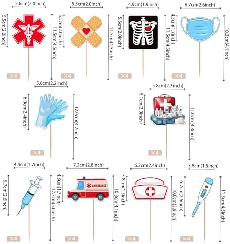 Rsstarxi 40 Pack Doctors' Day Cupcake Toppers Ambulance Emergency Surgery Cupcake Picks for Medical School Graduation Nurses Doctors Day Party Cake Decorations Supplies