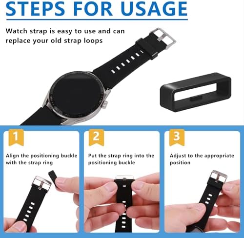 6 Pcs Watch Band Keepers, 16mm/18mm/20mm/22mm /24mm/26mm Watch Strap Holder Loops Retainer, Black Silicone Watch Band Fastener Rings Replacement Parts for Smart Sport Watches