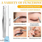 2PCS Nose Hair Trimming Tweezers, Universal Nasal Clippers for Men and Women, Silver Stainless Steel Nose Hair Clippers, Nose-Hair Trimmer with Leather Case for Ear-Hair, Eyebrows and Body-Hair