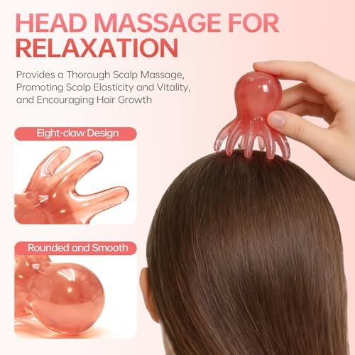 3pcs Head Massager Scalp Comb Resin Octopus Scalp Massage Tool Gua Sha Facial Tools - Relieve Headaches Scalp Stress Manual Acupressure Tool for Mother's Day Birthday Valentine's Day Gifts