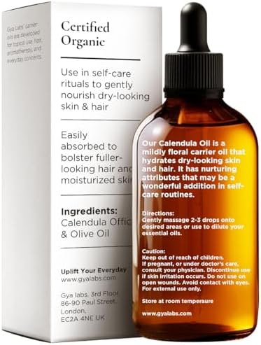 Gya Labs Calendula Oil - 1 Fl Oz - Carrier Oil for Hair, Skin, Face, Scalp & Body Massage