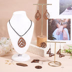 Elecrelive 11 Pairs Wooden Dangle Earring Kits Leaf Rhombus Butterfly Gear Wood Earring Pendants Natural Wooden Charms with Earring Hooks for Jewelry Craft Making