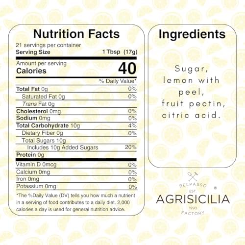 Agrisicilia Sicilian Lemon Marmalade – Authentic Italian Lemon Jam with Peel, Made in Sicily, 12.7 oz (360 g) Glass Jar