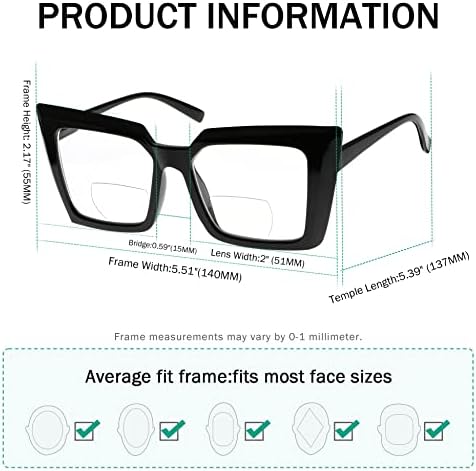 Eyekepper Transition Photochromic Bifocal Readers Reading Glasses for Women Oversized