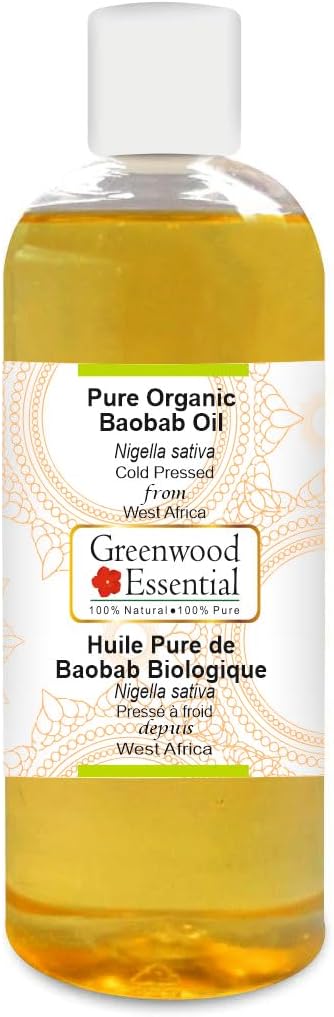 Greenwood Essential Pure Organic Baobab Oil (Adansonia digitata) Cold Pressed 200ml (6.76 oz)