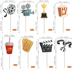 Rsstarxi 40 Pack Movie Cupcake Toppers Movie Night Roll Camera Popcorn Cupcake Picks Decorations for Hollywood Theme Baby Shower Kids Birthday Theme Party Cake Decorations
