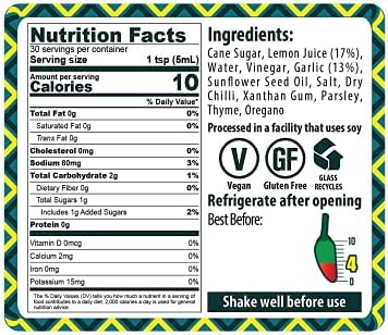 Lemon & Garlic Peri-Peri Hot Sauce by African Dream Foods | All-Natural Sweet and Spicy Piri-Piri Sauce with Thai Chili Peppers | Glass Bottle, 5 fl oz