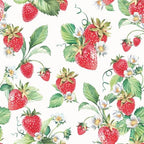 Garden Strawberries Paper Beverage Napkins, 40 Count, White with Fruity Floral Print, for Summer Parties and Picnics