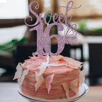 Purple Glitter Sweet 16 Cake Topper, Butterfly Happy 16th Birthday/Happy Sweet 16, Funny Butterfly Themed 16th Birthday Party Decorations