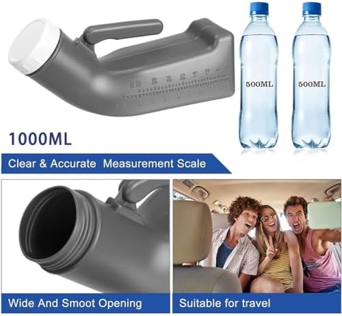 Urinal Bottle Plastic Pee Bottles for Men Portable Urine Bottle Urinal Toilet with Lid 1200 ml Male Urinals for Camping Car Travel Emergency