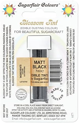 Sugarflair MATT BLACK Blossom Tint Edible Food Colouring Colour Dust Powder