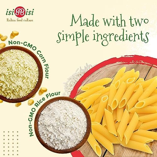 isiBisi Gluten-Free Penne Rigate Pasta, 2 LB - Artisanal Corn and Rice Noodles - Vegan, Non-GMO, Made in Italy