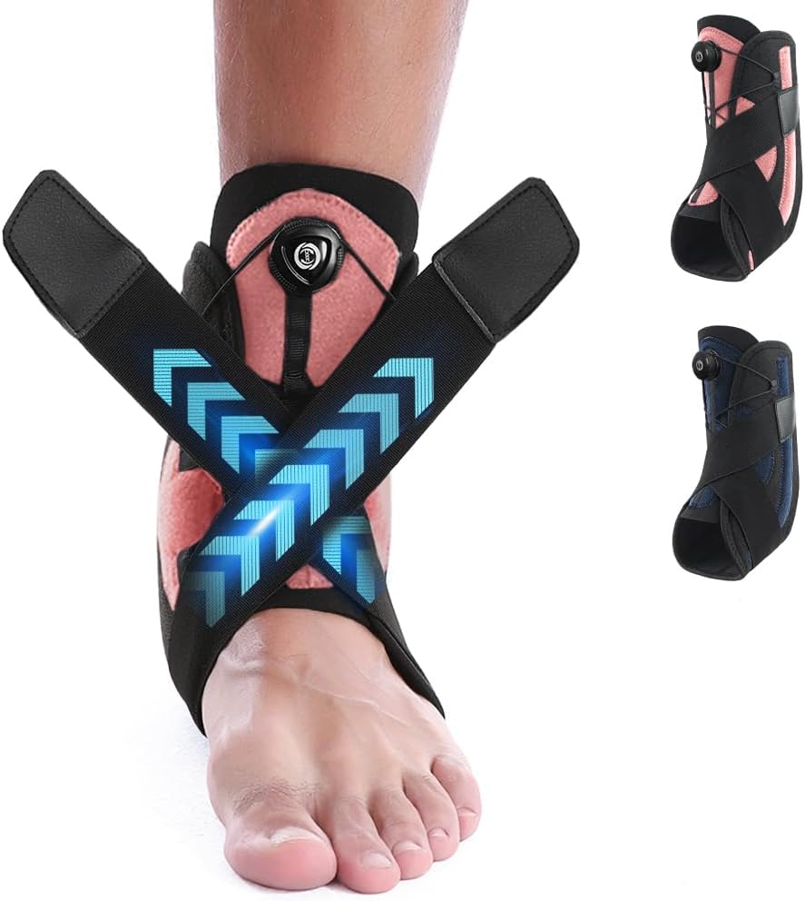 Ankle Brace for youth, Adjustable straps, strong Velcro, protect ankles, for basketball, football, volleyball, running, for left & right, Men US 8, Women US 9.5(Pink) (M)