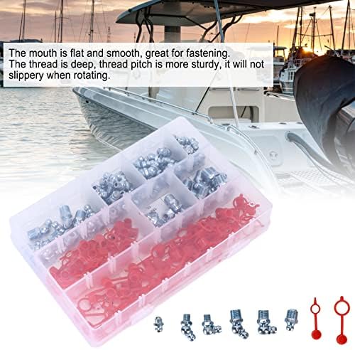 Grease Zerk, 160PCS/Set 6 Sizes British System Lubrication Fitting Hex Grease Fittings Grease Nipple Zerk Grease Fittings for Trucks for Cars for Motorcycles