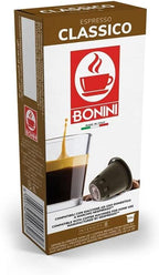 Bonini CLASSICO Coffee Pods Compatible with Nespresso 100% Italian Coffee Capsules (Pack of 10, Total 100 Pods)