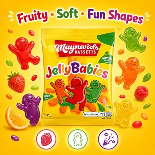 Maynards Bassetts Jelly Babies Sweets Bag 130g (Pack Of 12)