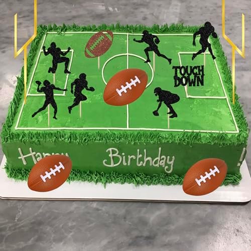 Rsstarxi Football Cake Decorations with football Field Goal Post Cake Pick Decorations for Sports Football Themed Birthday Party DIY Cake Decorations Supplies