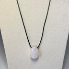 VIE Tumbled Pendant, Black Cord, Rose Quartz