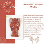 "Red Sand Jasper Gemstone Guardian Angel Healing Crystal, Hand Carved Pocket Angel Figurine - Crystals for Positive Energy, Handmade Mini Statue for Love, Peace & Healing, Natural Gemstone Figurine"