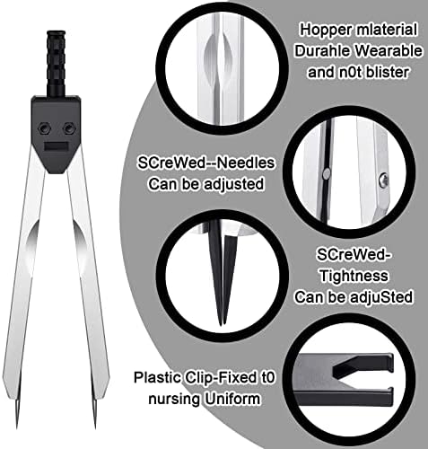 Frienda 2 Pieces EKG Caliper ECG Calipers Measuring Tool with Ruler Electrocardiogram Drafting Divider for Nursing (Black)