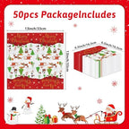 AIBIIN 50Pcs Christmas Napkins Decorations, Disposable Paper Napkins Guest Dinner Hand Napkin Tableware for Christmas Birthday Baby Shower Party Supplies Decor