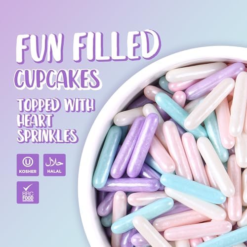 Sprinkles for Cake Decorating 4.2 Ounce Edible Sugar Rods Sprinkles for Cookie Decorating, Cupcake Topper, Ice Cream, Candy, Chocolate, Parties (Pink, Blue, Purple)