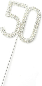 1PCS Sparkling Rhinestone Faux Crystal Number 50 Birthday Cake Topper Wedding 50th Anniversary Party Cake Decoration